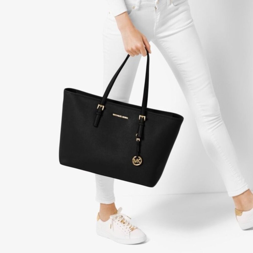 Large Black Saffiano Michael Kors Jet Set Travel Tote